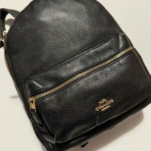 Coach Black Leather Backpack